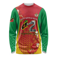 Personalized Saint Kitts and Nevis Long Sleeve Shirt Pelican 42nd Independence Anniversary - Wonder Print Shop
