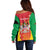 Personalized Saint Kitts and Nevis Off Shoulder Sweater Pelican 42nd Independence Anniversary - Wonder Print Shop