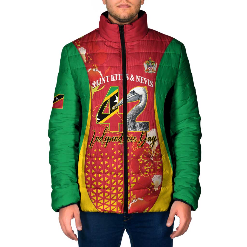 Personalized Saint Kitts and Nevis Padded Jacket Pelican 42nd Independence Anniversary - Wonder Print Shop