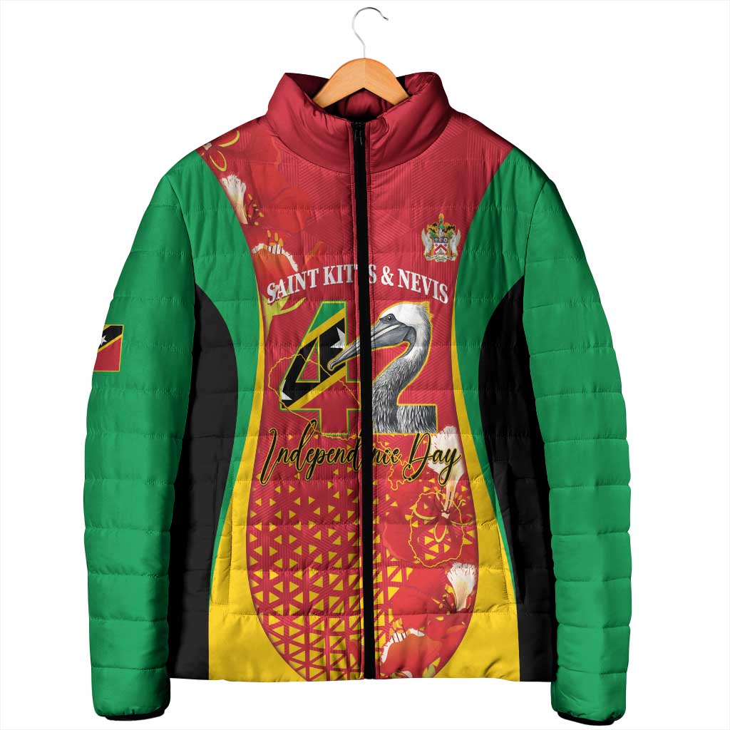 Personalized Saint Kitts and Nevis Padded Jacket Pelican 42nd Independence Anniversary - Wonder Print Shop