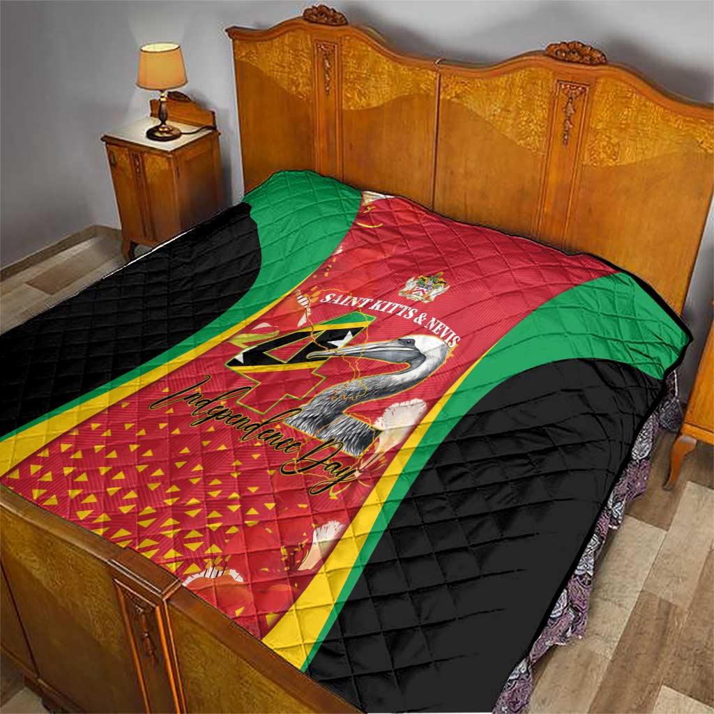 Saint Kitts and Nevis Quilt Pelican 42nd Independence Anniversary - Wonder Print Shop