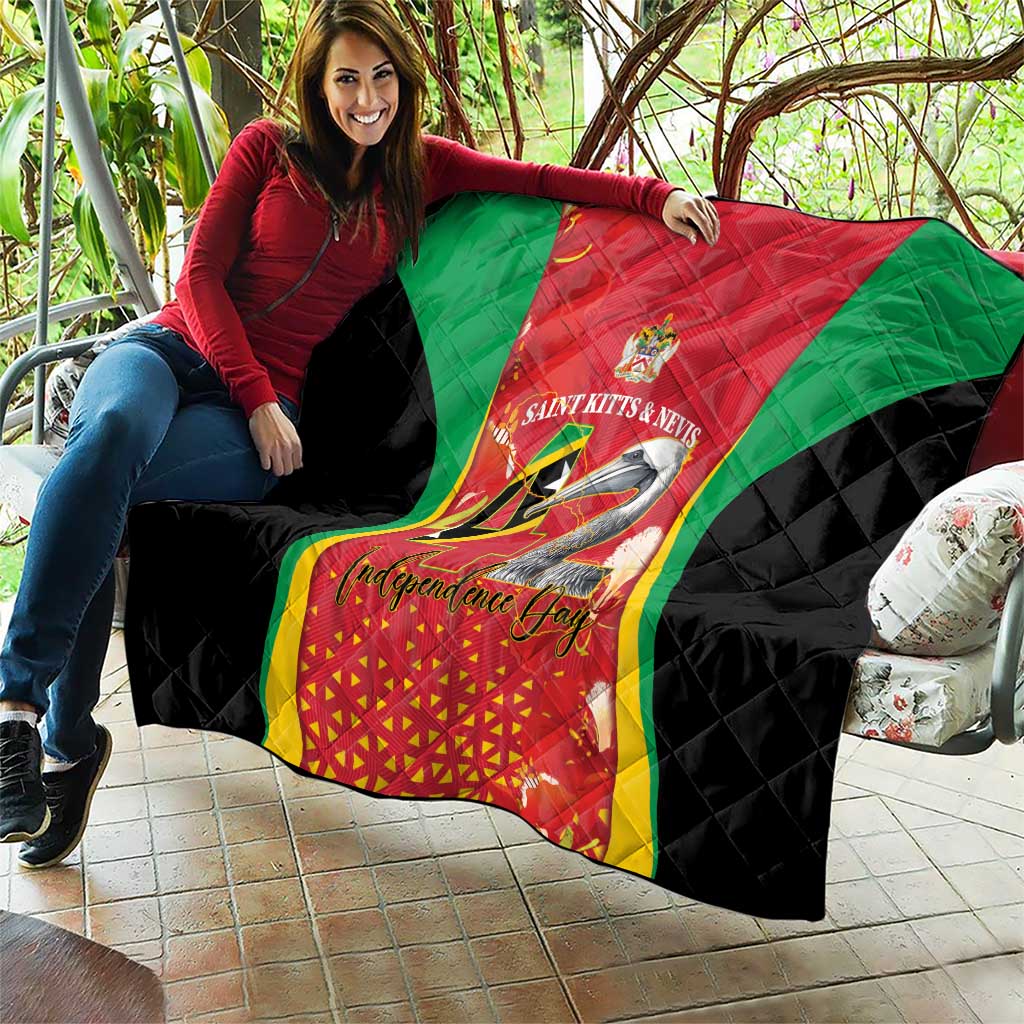 Saint Kitts and Nevis Quilt Pelican 42nd Independence Anniversary - Wonder Print Shop