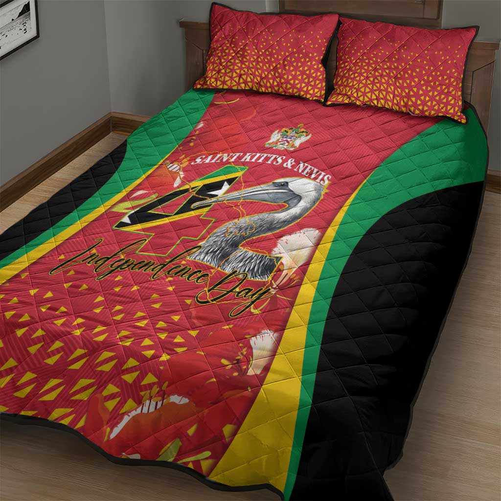 Saint Kitts and Nevis Quilt Bed Set Pelican 42nd Independence Anniversary - Wonder Print Shop