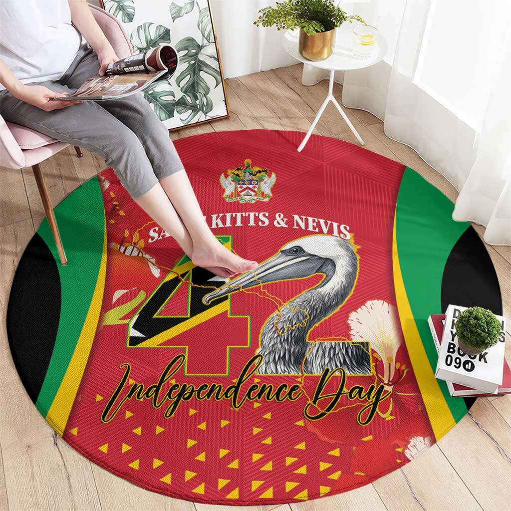Saint Kitts and Nevis Round Carpet Pelican 42nd Independence Anniversary - Wonder Print Shop