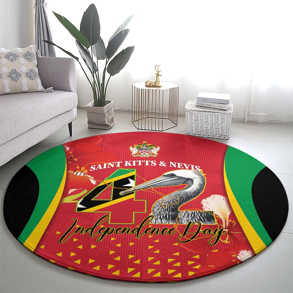 Saint Kitts and Nevis Round Carpet Pelican 42nd Independence Anniversary - Wonder Print Shop