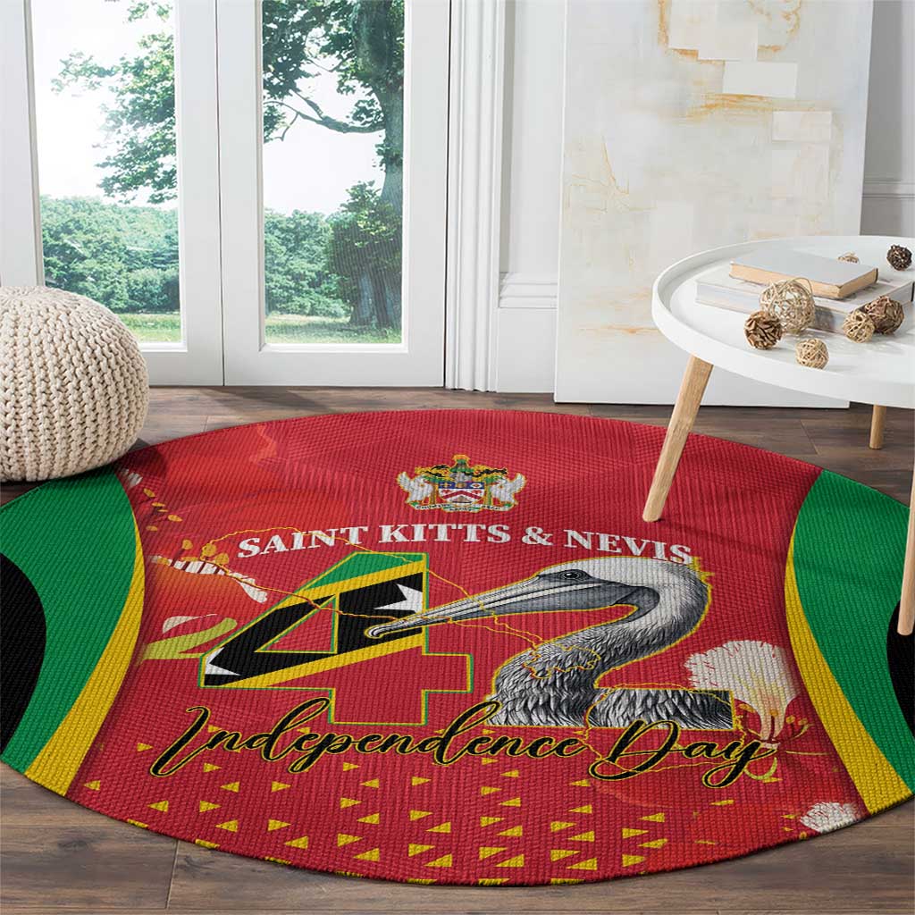 Saint Kitts and Nevis Round Carpet Pelican 42nd Independence Anniversary - Wonder Print Shop