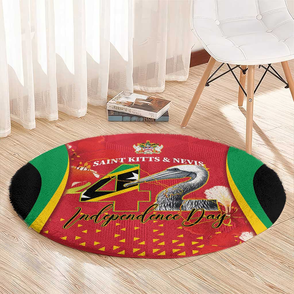 Saint Kitts and Nevis Round Carpet Pelican 42nd Independence Anniversary - Wonder Print Shop