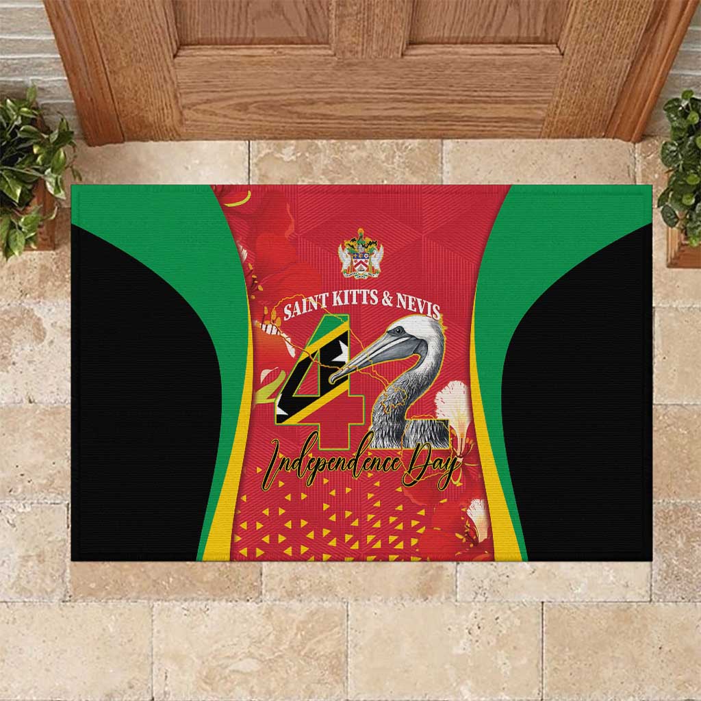Saint Kitts and Nevis Rubber Doormat Pelican 42nd Independence Anniversary - Wonder Print Shop