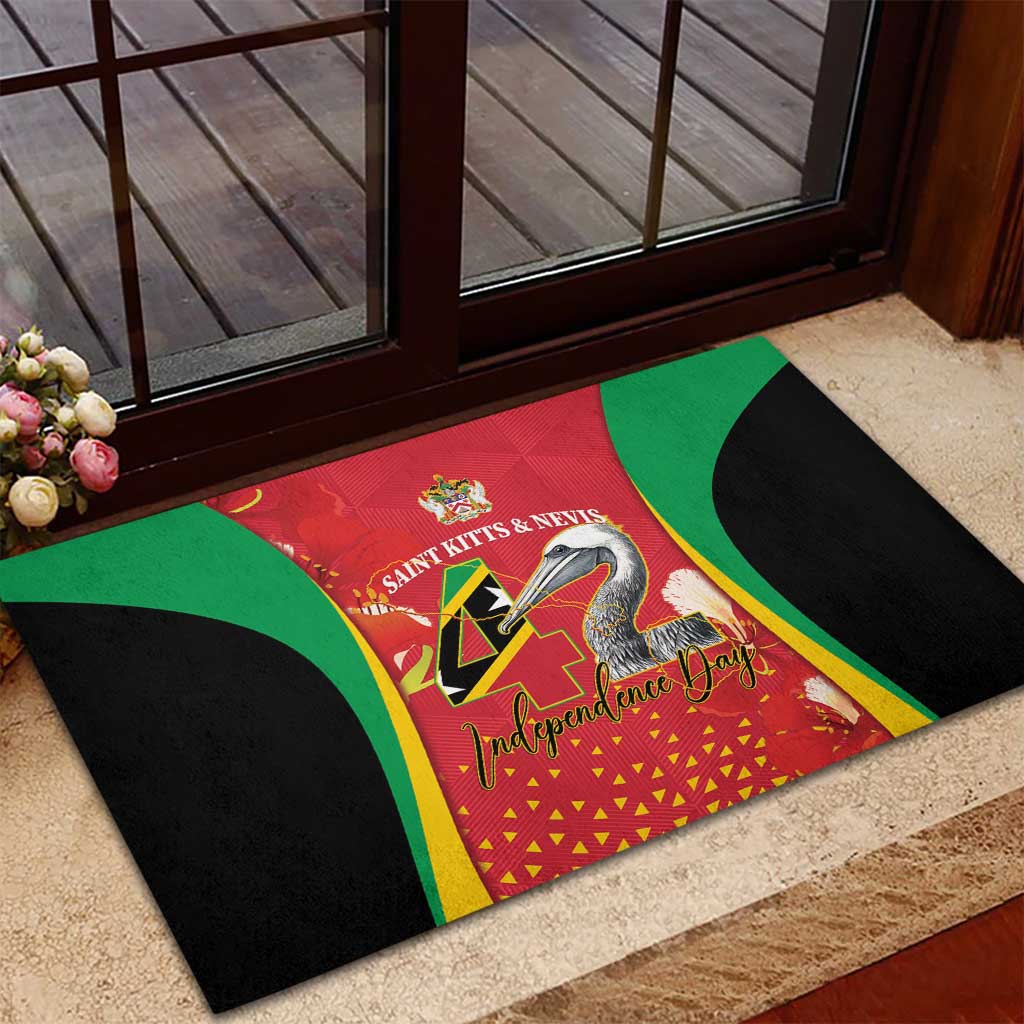 Saint Kitts and Nevis Rubber Doormat Pelican 42nd Independence Anniversary - Wonder Print Shop