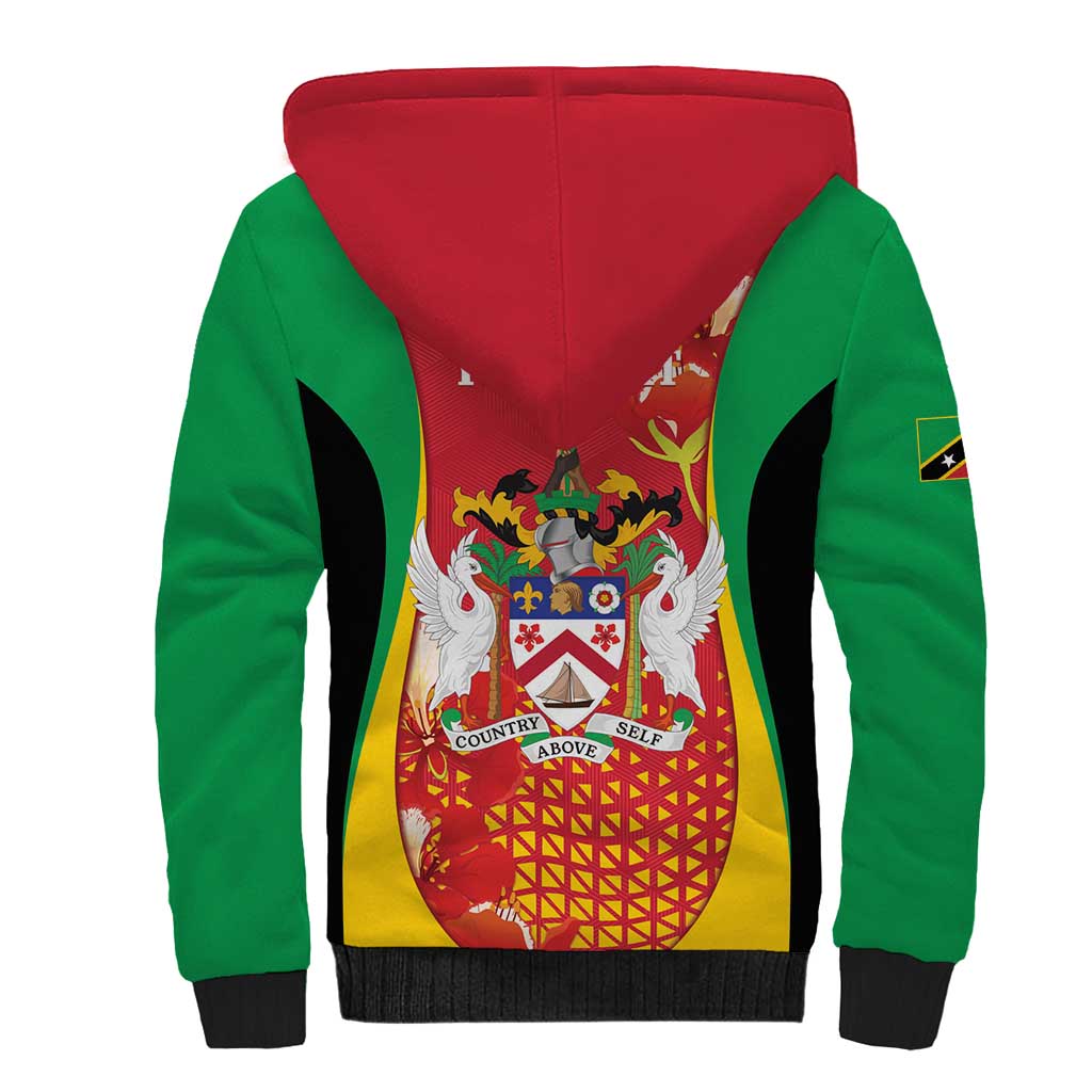 Personalized Saint Kitts and Nevis Sherpa Hoodie Pelican 42nd Independence Anniversary - Wonder Print Shop