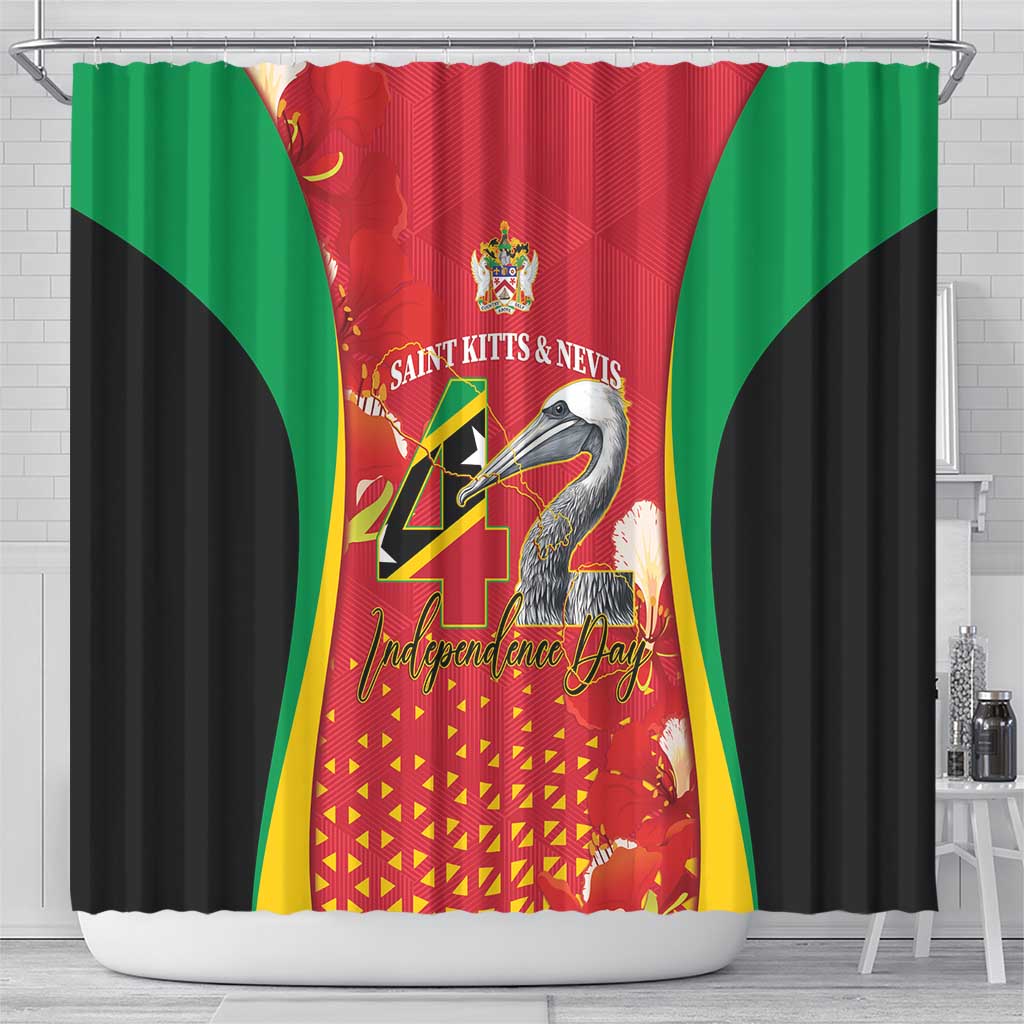 Saint Kitts and Nevis Shower Curtain Pelican 42nd Independence Anniversary - Wonder Print Shop