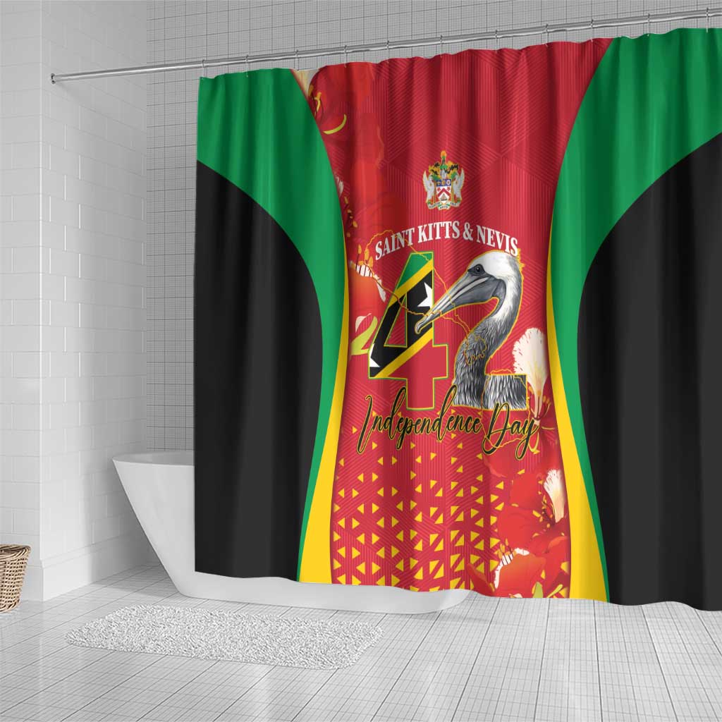 Saint Kitts and Nevis Shower Curtain Pelican 42nd Independence Anniversary - Wonder Print Shop