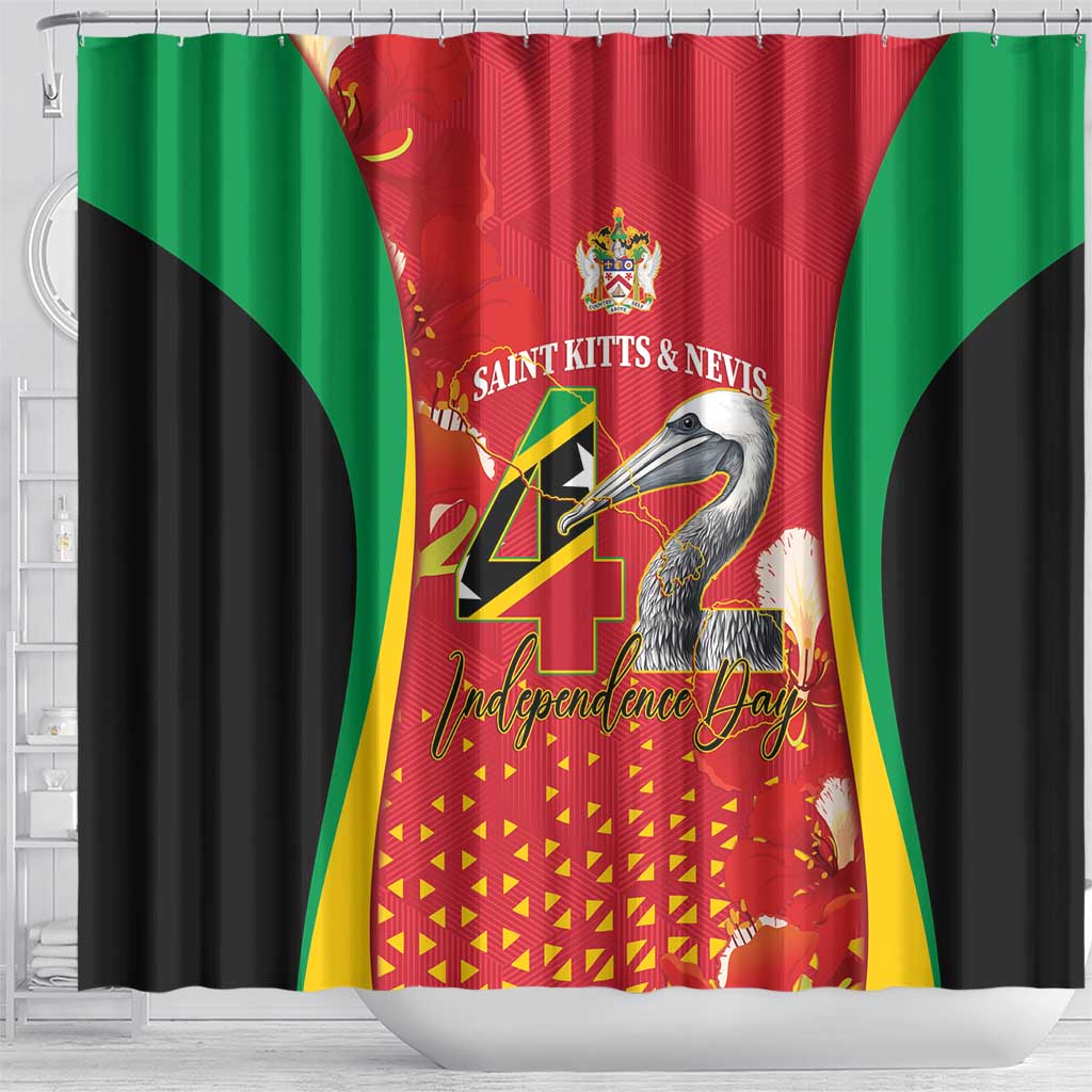Saint Kitts and Nevis Shower Curtain Pelican 42nd Independence Anniversary - Wonder Print Shop