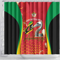 Saint Kitts and Nevis Shower Curtain Pelican 42nd Independence Anniversary - Wonder Print Shop