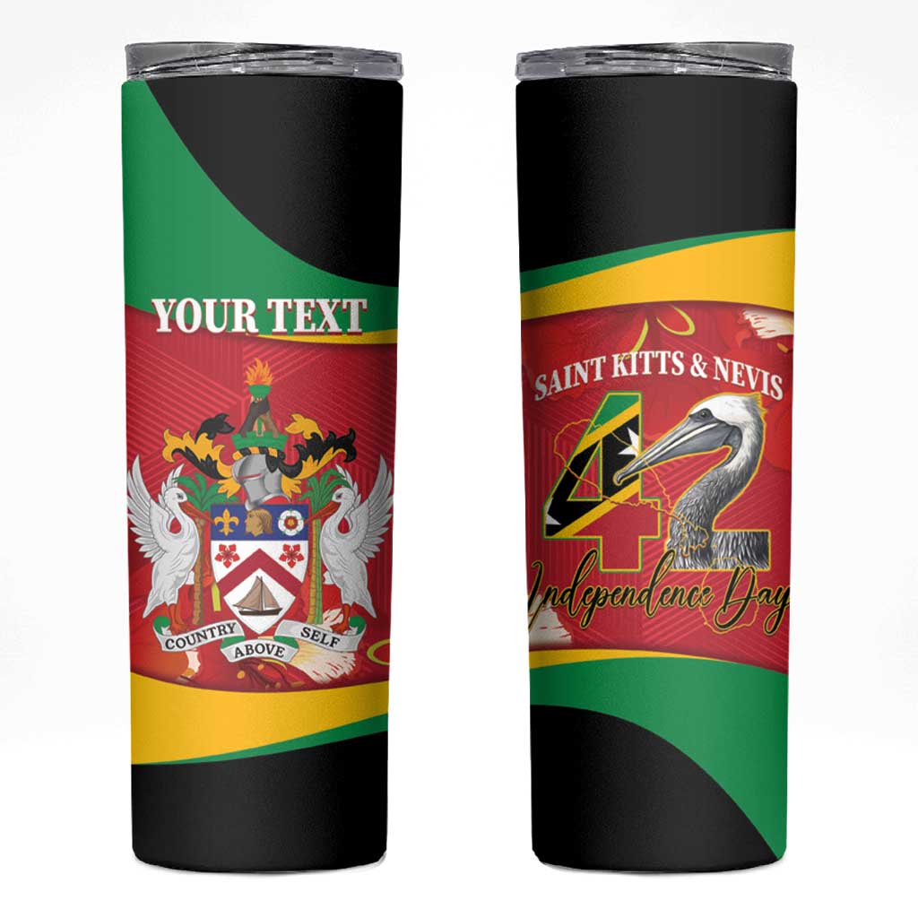 Personalized Saint Kitts and Nevis Skinny Tumbler Pelican 42nd Independence Anniversary - Wonder Print Shop