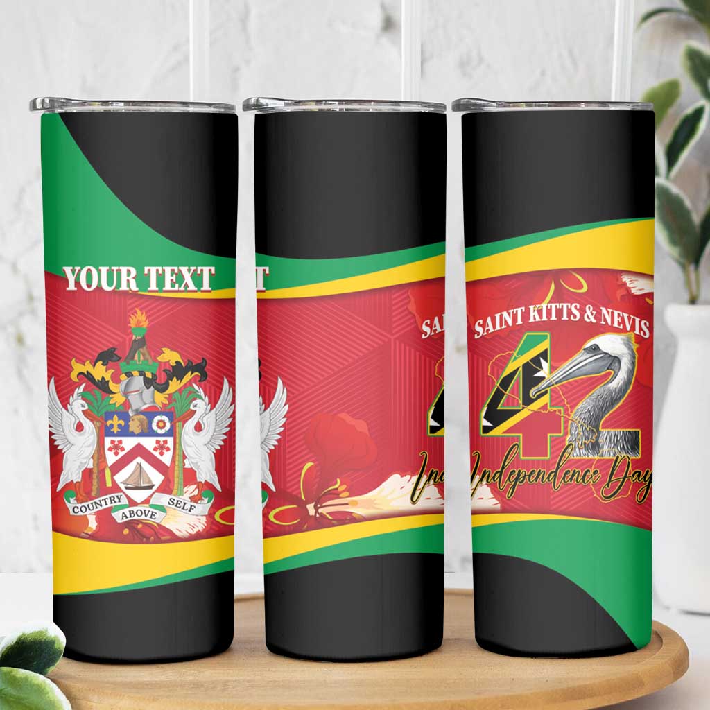Personalized Saint Kitts and Nevis Skinny Tumbler Pelican 42nd Independence Anniversary - Wonder Print Shop