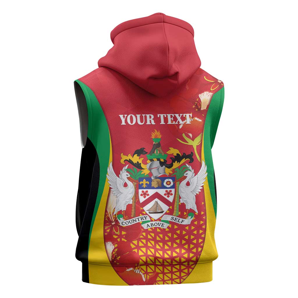 Personalized Saint Kitts and Nevis Sleeveless Hoodie Pelican 42nd Independence Anniversary - Wonder Print Shop