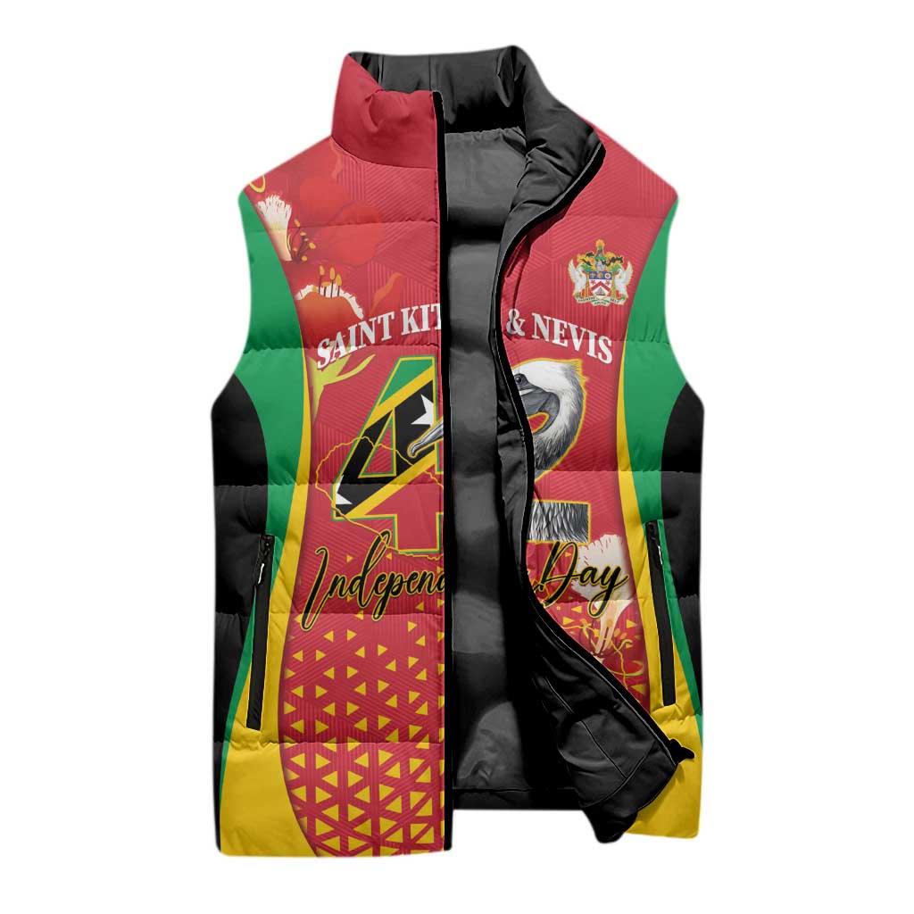 Personalized Saint Kitts and Nevis Sleeveless Puffer Jacket Pelican 42nd Independence Anniversary - Wonder Print Shop