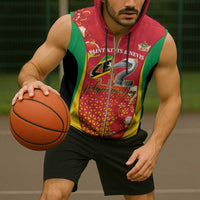 Personalized Saint Kitts and Nevis Sleeveless Zip Hoodie Pelican 42nd Independence Anniversary - Wonder Print Shop