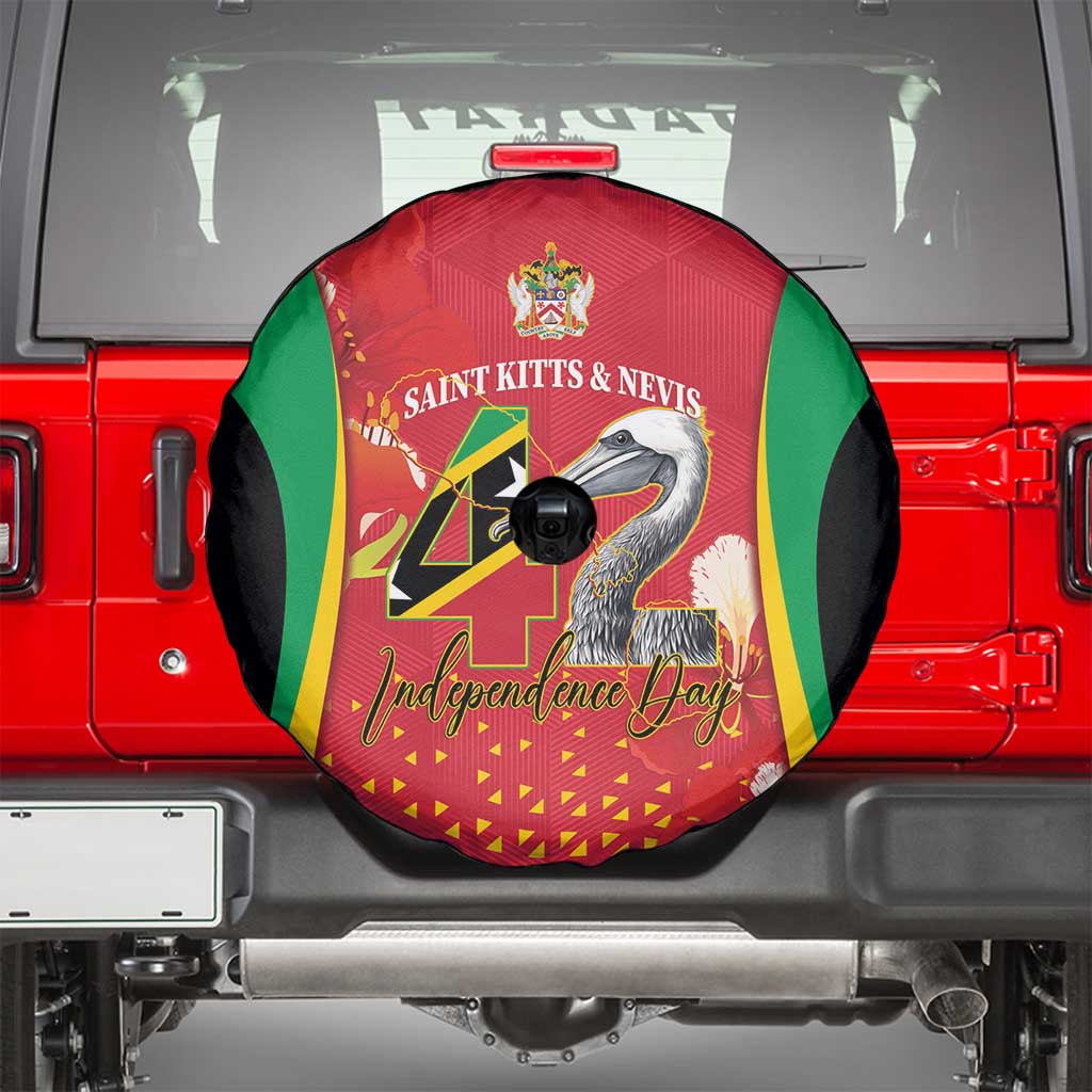 Saint Kitts and Nevis Spare Tire Cover Pelican 42nd Independence Anniversary - Wonder Print Shop