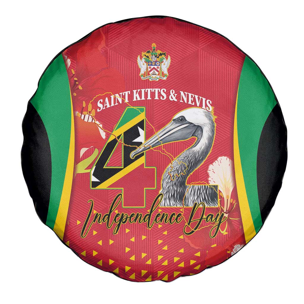Saint Kitts and Nevis Spare Tire Cover Pelican 42nd Independence Anniversary - Wonder Print Shop