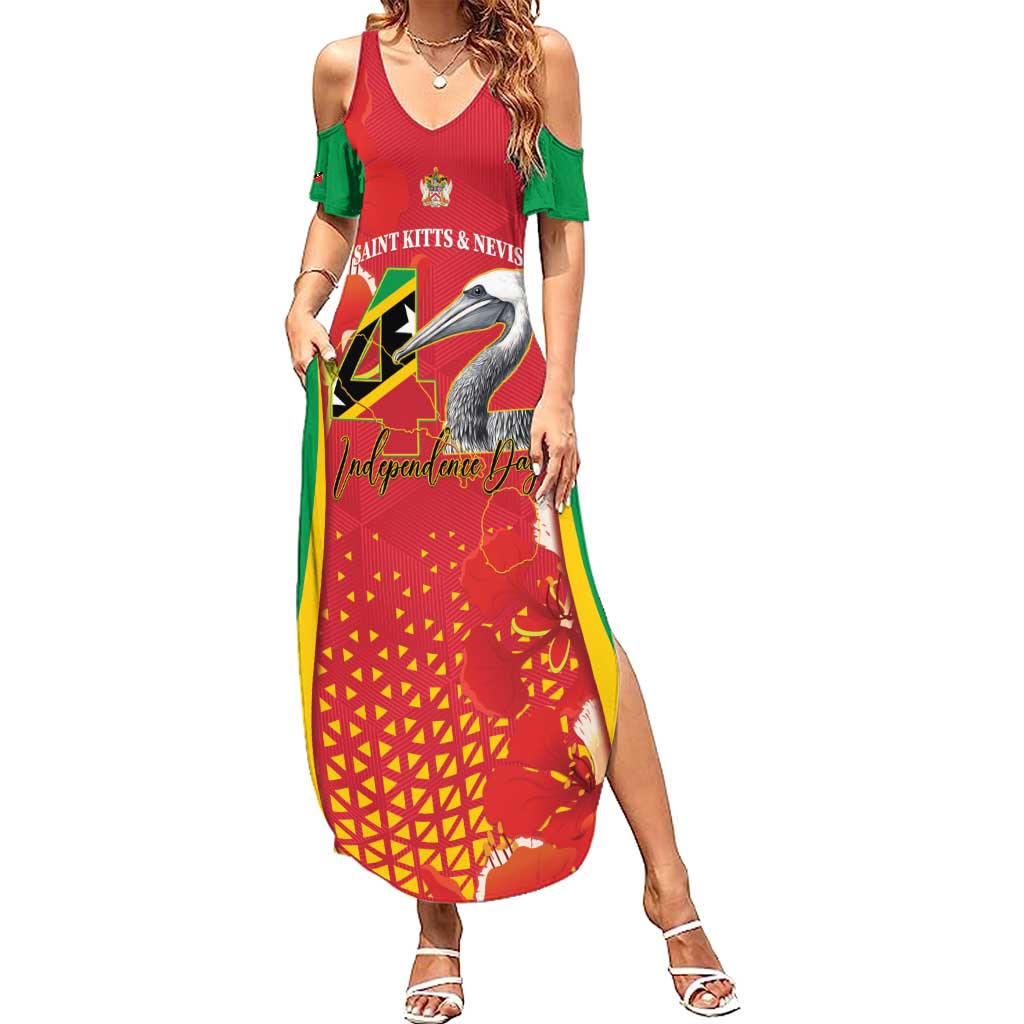 Personalized Saint Kitts and Nevis Summer Maxi Dress Pelican 42nd Independence Anniversary - Wonder Print Shop
