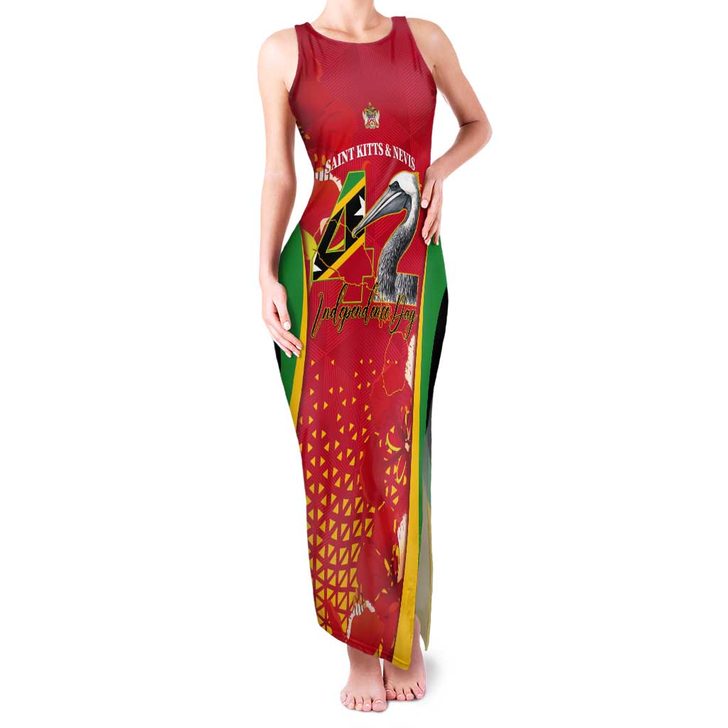 Personalized Saint Kitts and Nevis Tank Maxi Dress Pelican 42nd Independence Anniversary - Wonder Print Shop