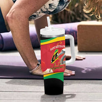 Personalized Saint Kitts and Nevis Tumbler With Handle Pelican 42nd Independence Anniversary - Wonder Print Shop