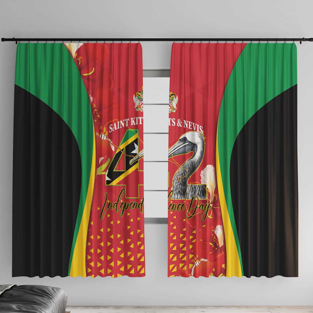 Saint Kitts and Nevis Window Curtain Pelican 42nd Independence Anniversary - Wonder Print Shop