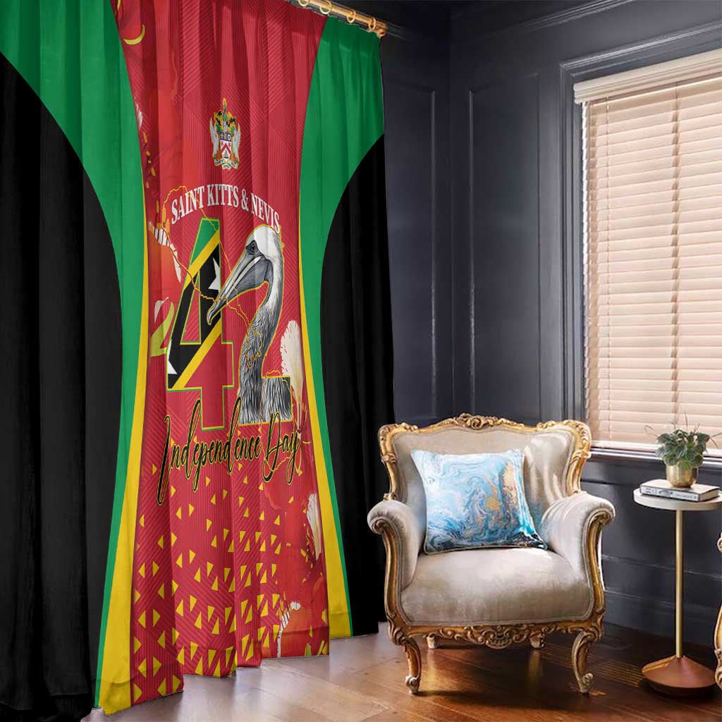 Saint Kitts and Nevis Window Curtain Pelican 42nd Independence Anniversary - Wonder Print Shop