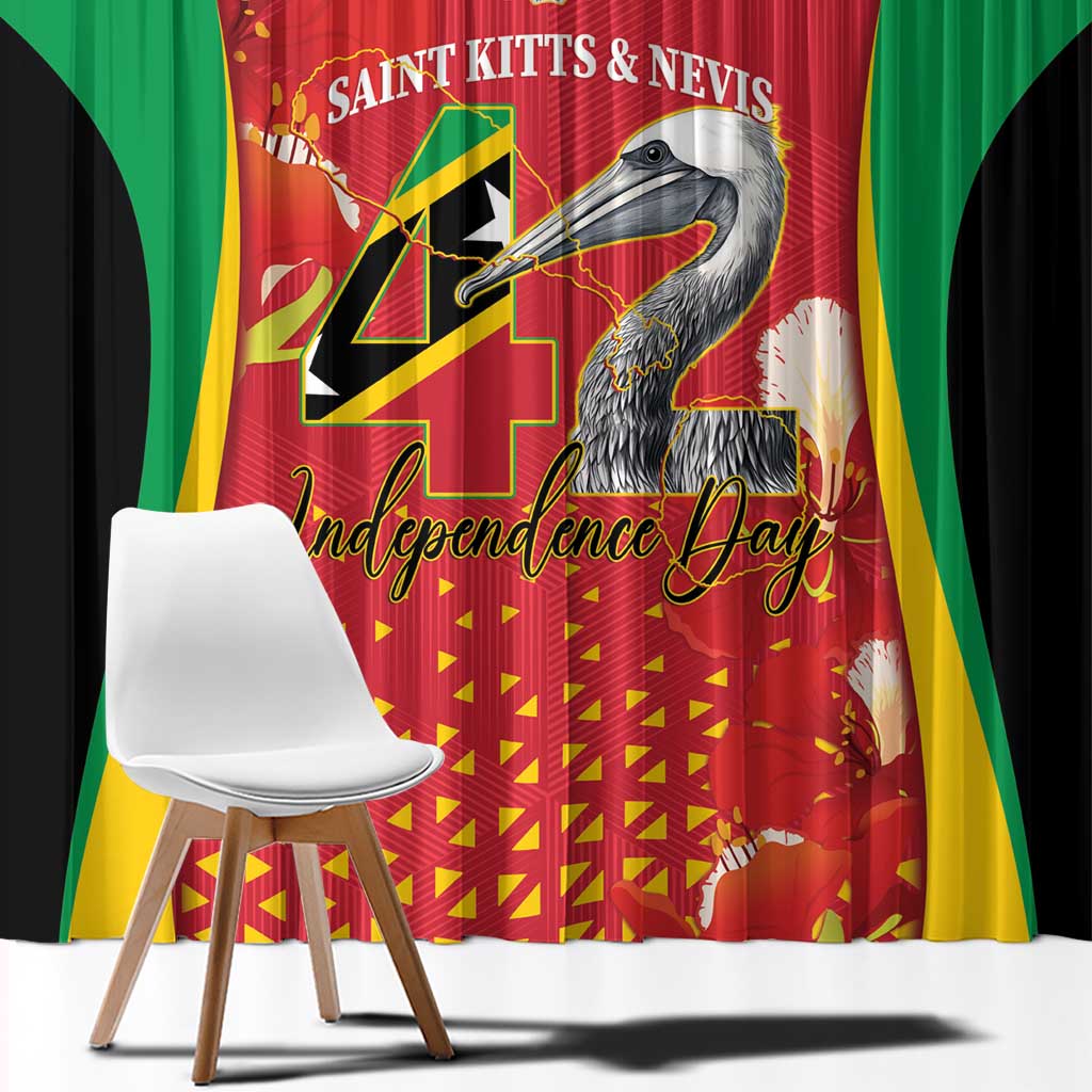 Saint Kitts and Nevis Window Curtain Pelican 42nd Independence Anniversary - Wonder Print Shop