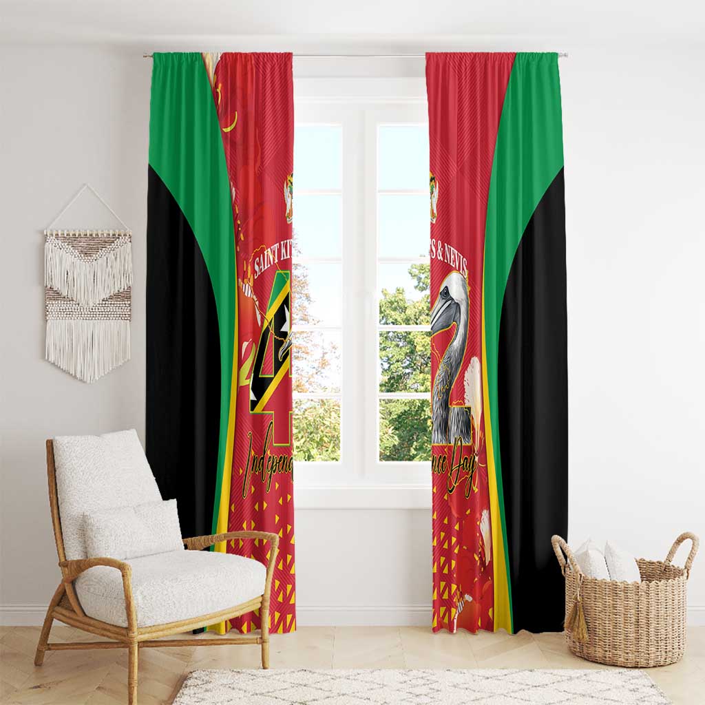 Saint Kitts and Nevis Window Curtain Pelican 42nd Independence Anniversary - Wonder Print Shop