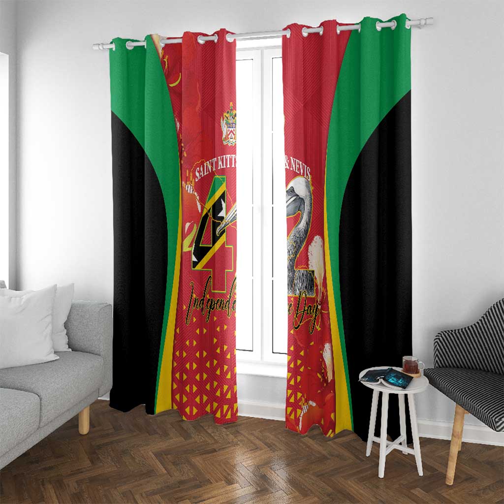 Saint Kitts and Nevis Window Curtain Pelican 42nd Independence Anniversary - Wonder Print Shop