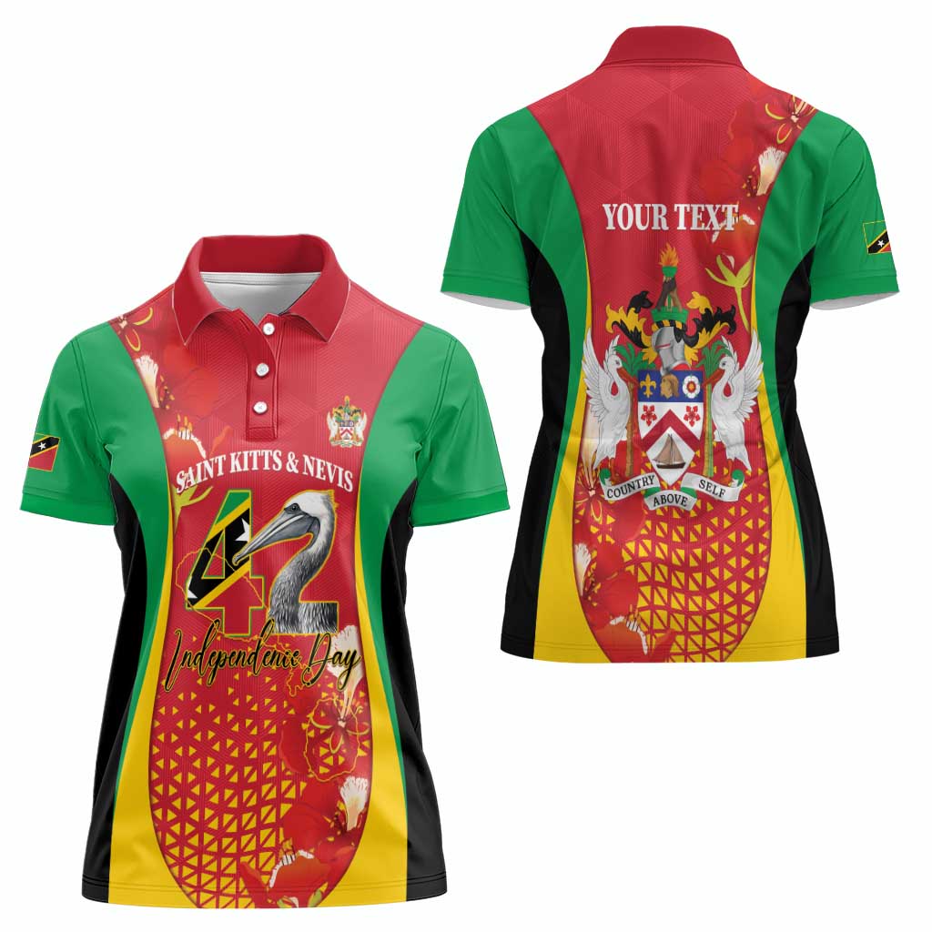 Personalized Saint Kitts and Nevis Women Polo Shirt Pelican 42nd Independence Anniversary - Wonder Print Shop