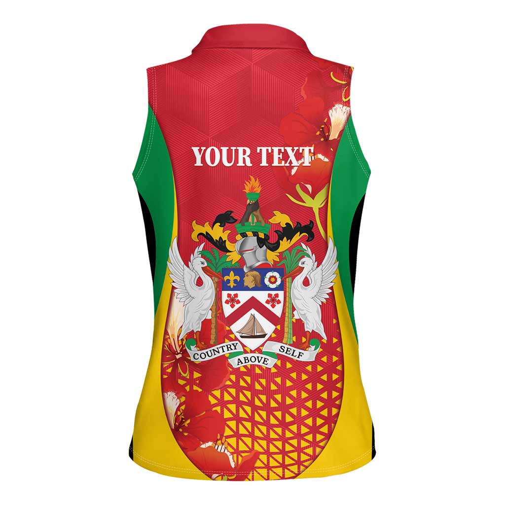 Personalized Saint Kitts and Nevis Women Sleeveless Polo Shirt Pelican 42nd Independence Anniversary - Wonder Print Shop