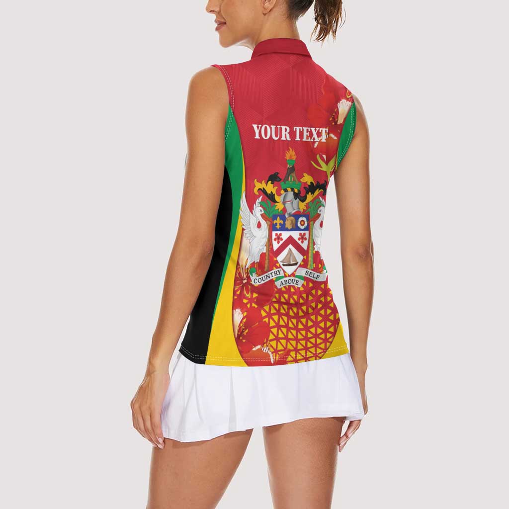 Personalized Saint Kitts and Nevis Women Sleeveless Polo Shirt Pelican 42nd Independence Anniversary - Wonder Print Shop