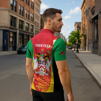 Personalized Saint Kitts and Nevis Zipper Polo Shirt Pelican 42nd Independence Anniversary - Wonder Print Shop