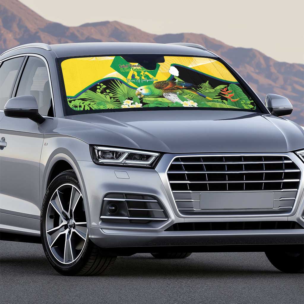 Saint Vincent and the Grenadines Auto Sun Shade Amazona Guildingii 46 Years Of Independence - Wonder Print Shop