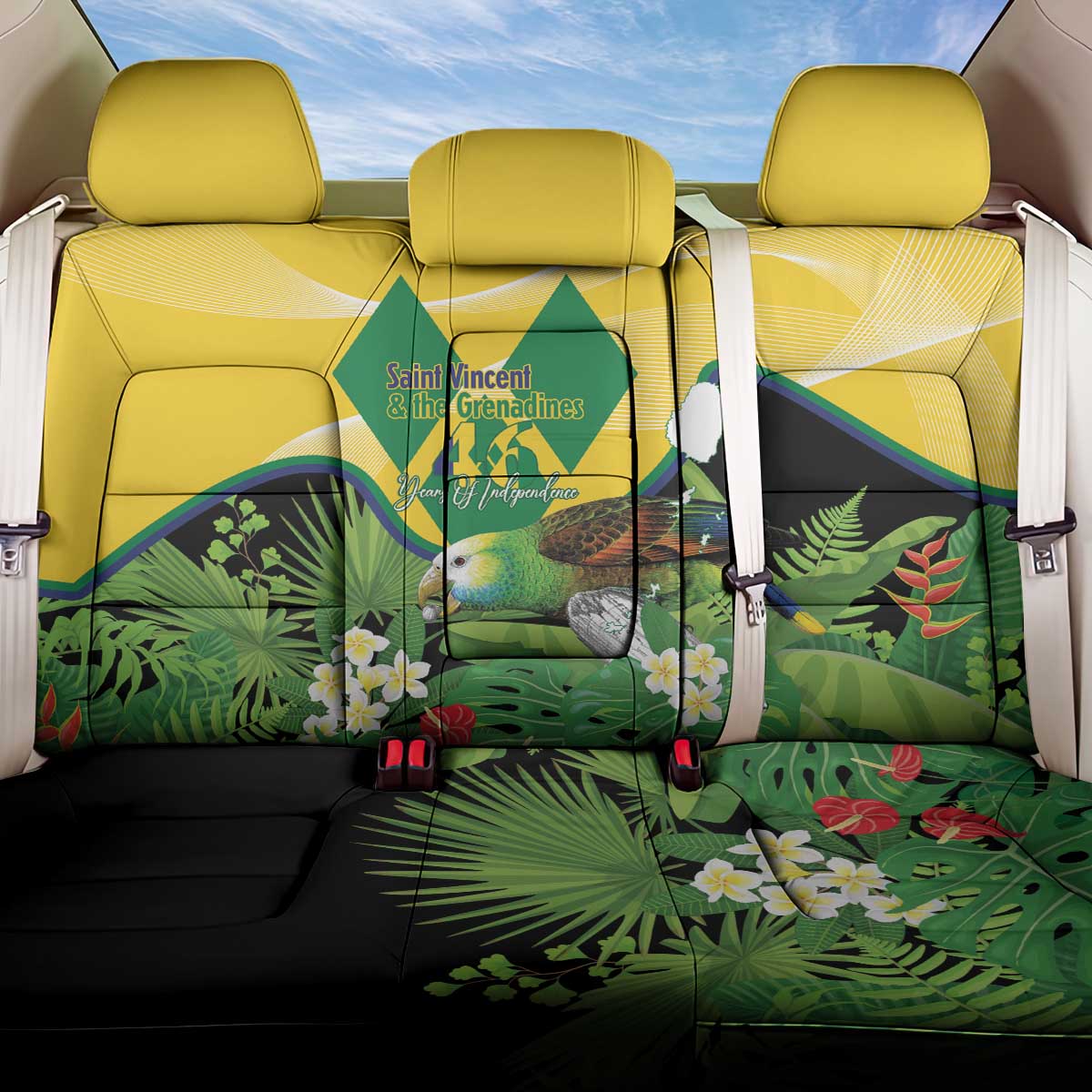 Saint Vincent and the Grenadines Back Car Seat Cover Amazona Guildingii 46 Years Of Independence - Wonder Print Shop