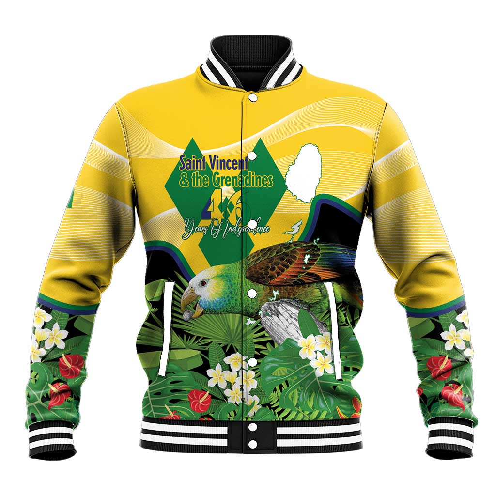 Personalized Saint Vincent and the Grenadines Baseball Jacket Amazona Guildingii 46 Years Of Independence - Wonder Print Shop