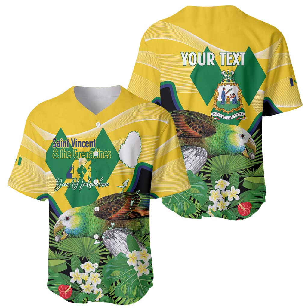Personalized Saint Vincent and the Grenadines Baseball Jersey Amazona Guildingii 46 Years Of Independence - Wonder Print Shop