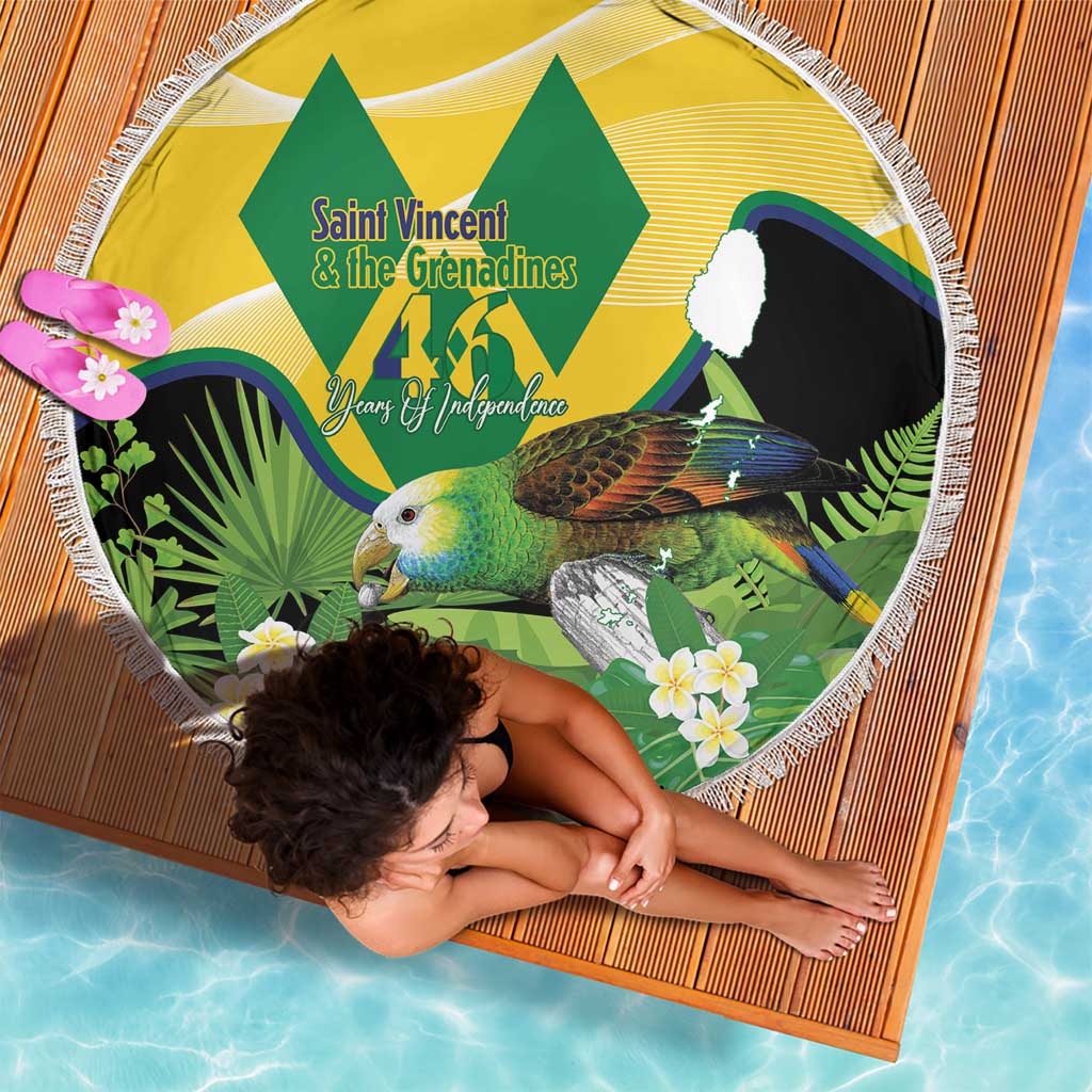 Saint Vincent and the Grenadines Beach Blanket Amazona Guildingii 46 Years Of Independence - Wonder Print Shop