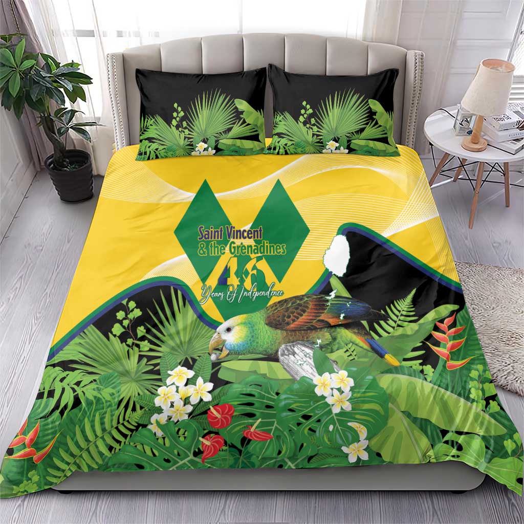 Saint Vincent and the Grenadines Bedding Set Amazona Guildingii 46 Years Of Independence - Wonder Print Shop