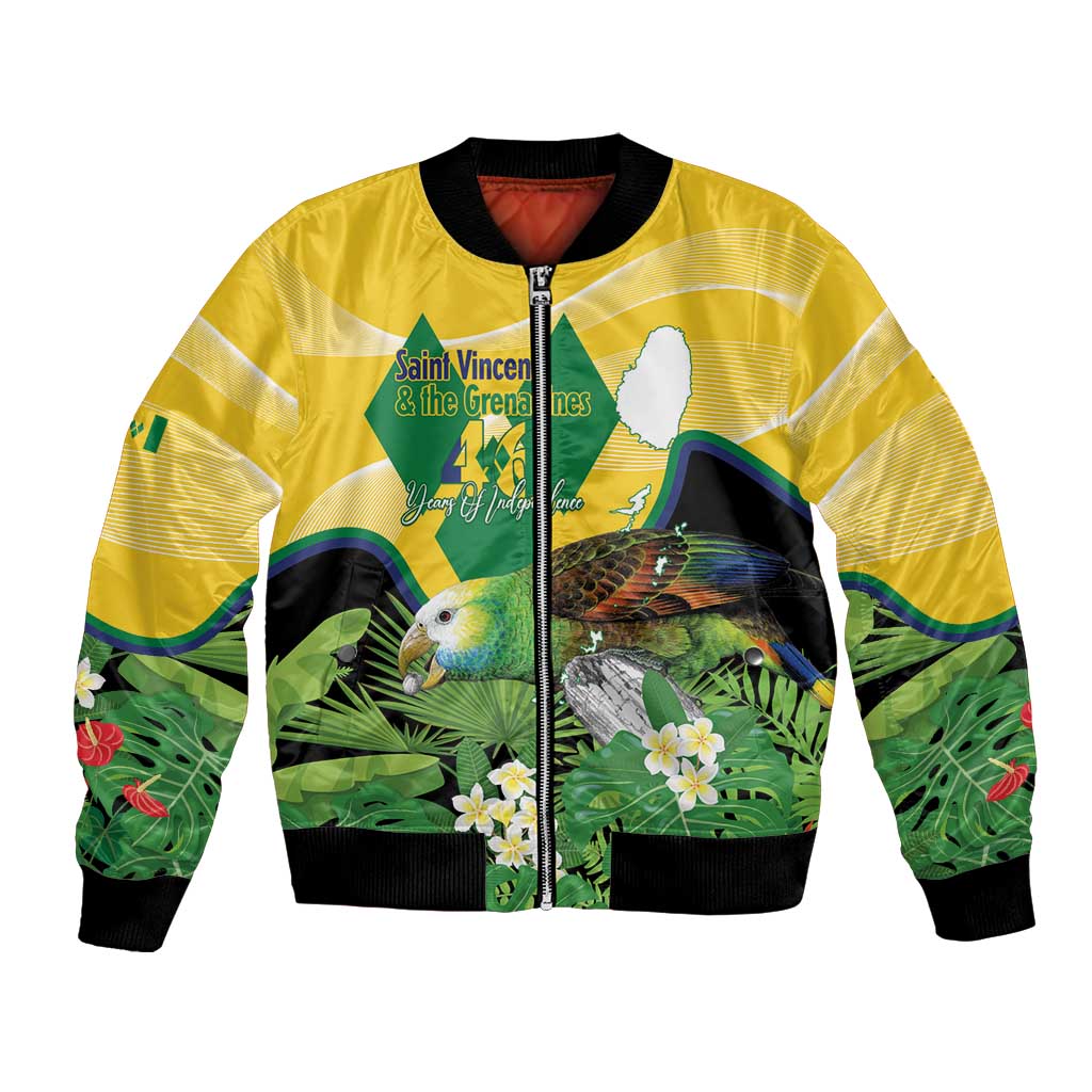 Personalized Saint Vincent and the Grenadines Bomber Jacket Amazona Guildingii 46 Years Of Independence - Wonder Print Shop