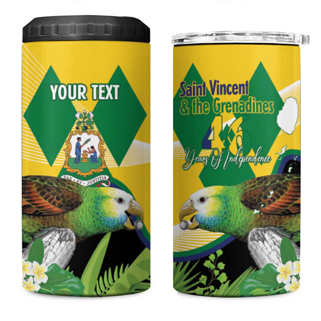 Personalized Saint Vincent and the Grenadines 4 in 1 Can Cooler Tumbler Amazona Guildingii 46 Years Of Independence - Wonder Print Shop