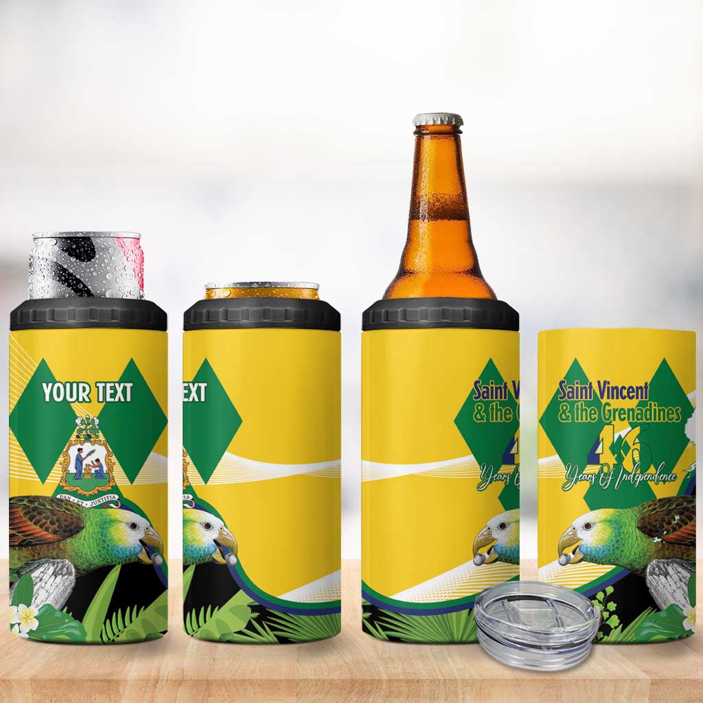 Personalized Saint Vincent and the Grenadines 4 in 1 Can Cooler Tumbler Amazona Guildingii 46 Years Of Independence - Wonder Print Shop