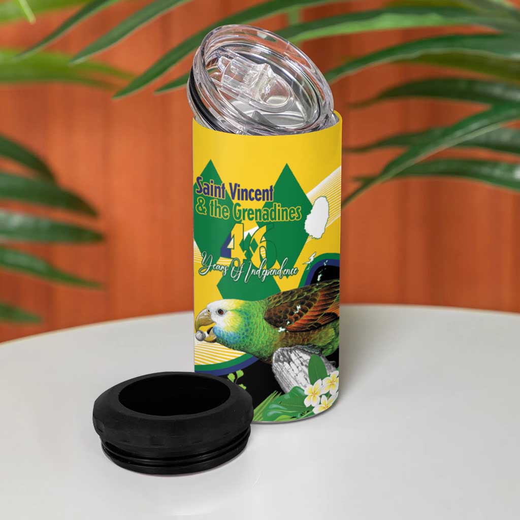 Personalized Saint Vincent and the Grenadines 4 in 1 Can Cooler Tumbler Amazona Guildingii 46 Years Of Independence - Wonder Print Shop
