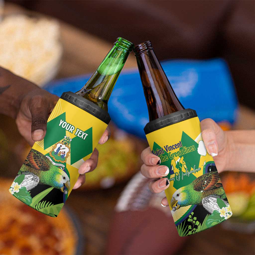 Personalized Saint Vincent and the Grenadines 4 in 1 Can Cooler Tumbler Amazona Guildingii 46 Years Of Independence - Wonder Print Shop