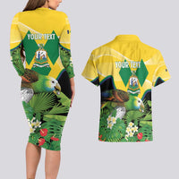 Personalized Saint Vincent and the Grenadines Couples Matching Long Sleeve Bodycon Dress and Hawaiian Shirt Amazona Guildingii 46 Years Of Independence - Wonder Print Shop
