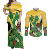 Personalized Saint Vincent and the Grenadines Couples Matching Off Shoulder Maxi Dress and Long Sleeve Button Shirt Amazona Guildingii 46 Years Of Independence - Wonder Print Shop